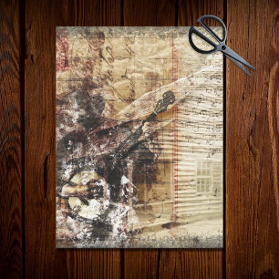 Rustikales Bauernhaus Cabin Banjo Player Decoupage Seidenpapier
