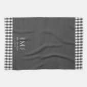 Rustikales Bauernhaus Custom Monogram Charcoal Gra Geschirrtuch (Horizontal)