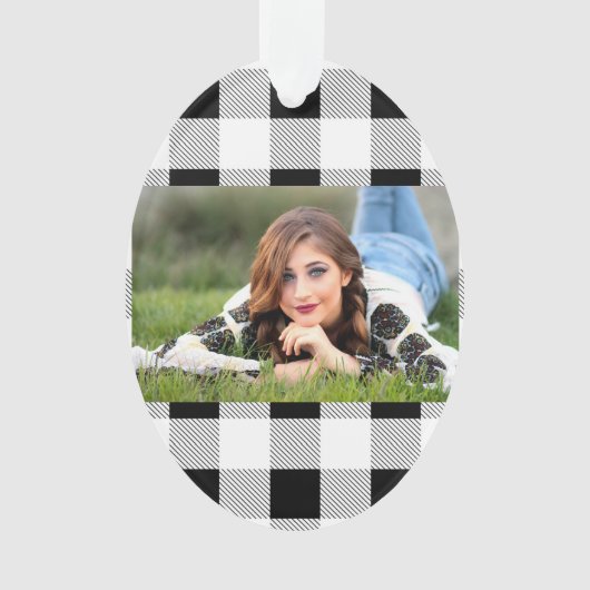 rustikales Bauernhaus elegant schwarzweiß kariert Ornament (Vorderseite)
