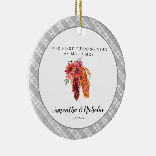 Rustikales Bauernhaus | Erster Erntedank & Mrs. Keramik Ornament (Rechts)