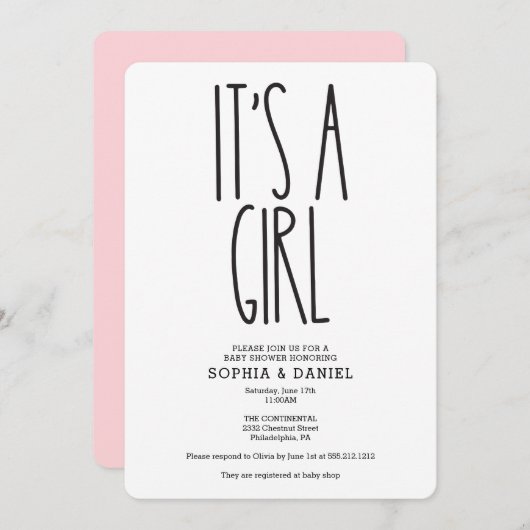 Rustikales Bauernhaus Es ist ein Mädchen-Babydusch Einladung (Vorne/Hinten)