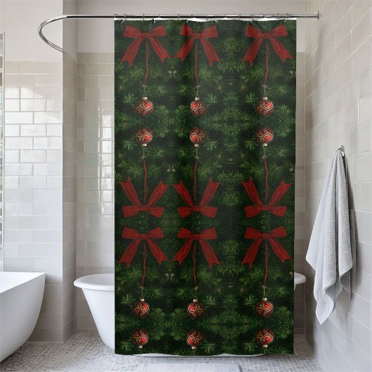 Rustikales Bauernhaus Evergreen Ornament Badezimme Duschvorhang