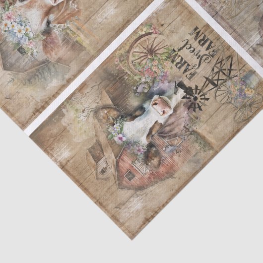 Rustikales Bauernhaus Frühlingshühnerkollektiv Seidenpapier (Ausschnitt)