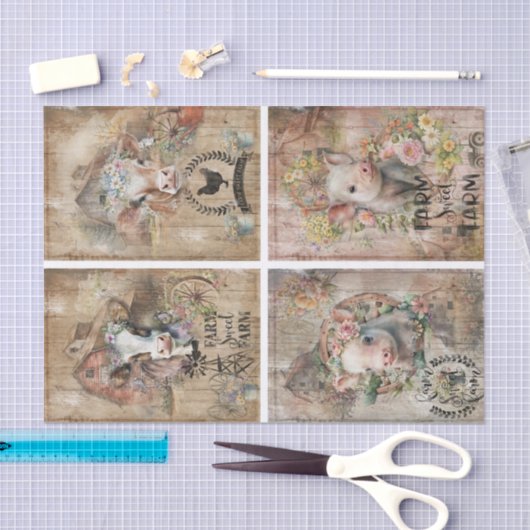 Rustikales Bauernhaus Frühlingshühnerkollektiv Seidenpapier (Handwerk)