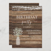 Rustikales Bauernhaus Geburtstagsparty Gipskraut Einladung (Vorne/Hinten)