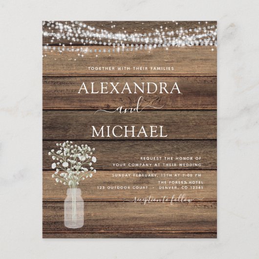 Rustikales Bauernhaus Gipskraut Jar Wedding (Vorderseite)