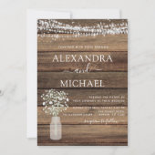 Rustikales Bauernhaus Gipskraut Jar Wedding Einladung (Vorderseite)