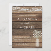 Rustikales Bauernhaus Gipskraut Jar Wedding Einladung (Vorderseite)