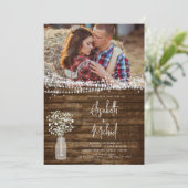 Rustikales Bauernhaus Gipskraut Jar Wedding Einladung (Stehend Vorderseite)