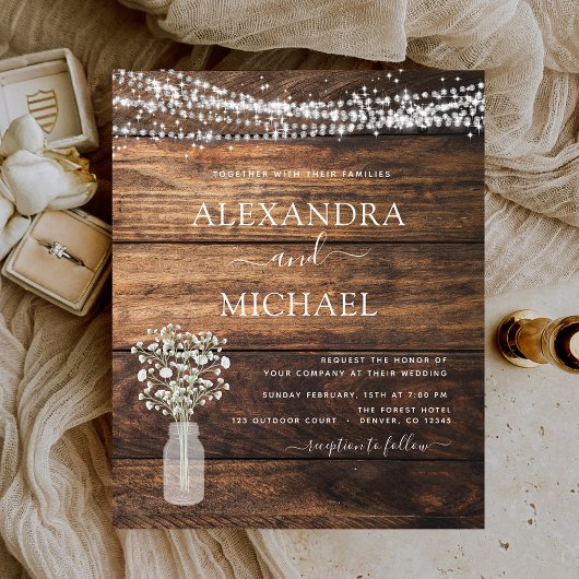 Rustikales Bauernhaus Gipskraut Jar Wedding Flyer