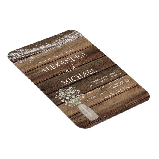 Rustikales Bauernhaus Gipskraut Jar Wedding Magnet (Rechte Seite)