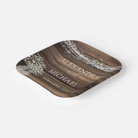 Rustikales Bauernhaus Gipskraut Jar Wedding Pappteller (Gewinkelt)