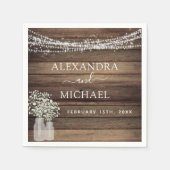 Rustikales Bauernhaus Gipskraut Jar Wedding Serviette (Vorderseite)