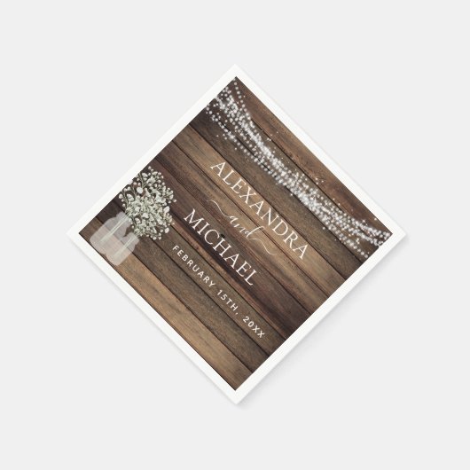 Rustikales Bauernhaus Gipskraut Jar Wedding Serviette (Ecke)