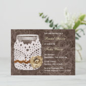 Rustikales Bauernhaus Glas Bridal Dusche Einladung (Stehend Vorderseite)
