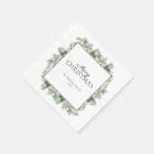 Rustikales Bauernhaus Grüne Frohe Weihnachten Serviette (Ecke)