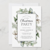 Rustikales Bauernhaus Grüne Weihnachten Party Einladung (Vorderseite)