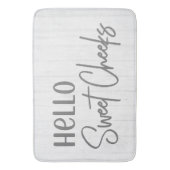 Rustikales Bauernhaus Hallo süße Wangen Weißes Hol Badematte (Vorderseite Vertikal)