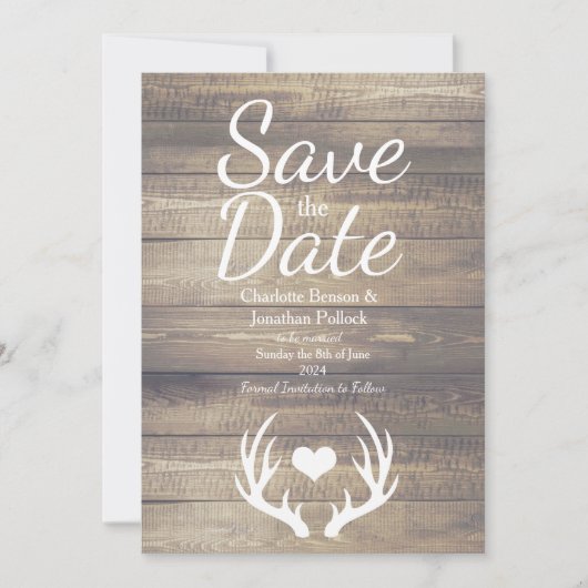 Rustikales Bauernhaus Hirschantler Hochzeit Save The Date (Vorderseite)