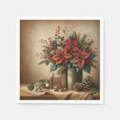 Rustikales Bauernhaus Holiday Poinsettia Découpage Serviette (Vorderseite)