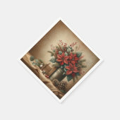 Rustikales Bauernhaus Holiday Poinsettia Découpage Serviette (Ecke)