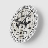 Rustikales Bauernhaus Holz Karierte Hühnerdecke Cu Runde Wanduhr (Winkel)