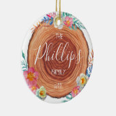 Rustikales Bauernhaus Holz Slice Personalisierte F Keramik Ornament (Rechts)