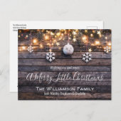 Rustikales Bauernhaus Holz & Sterne Weihnachtskart Einladungspostkarte (Vorne/Hinten)