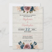 Rustikales Bauernhaus Holz Wasserfarbe Blumenzehen Einladung (Vorderseite)