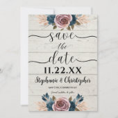 Rustikales Bauernhaus Holz Wasserfarbe Save the Da Einladung (Vorderseite)