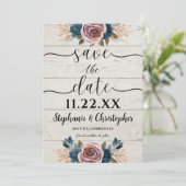 Rustikales Bauernhaus Holz Wasserfarbe Save the Da Einladung (Stehend Vorderseite)