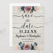 Rustikales Bauernhaus Holz Wasserfarbe Save the Da Einladung (Vorne/Hinten)