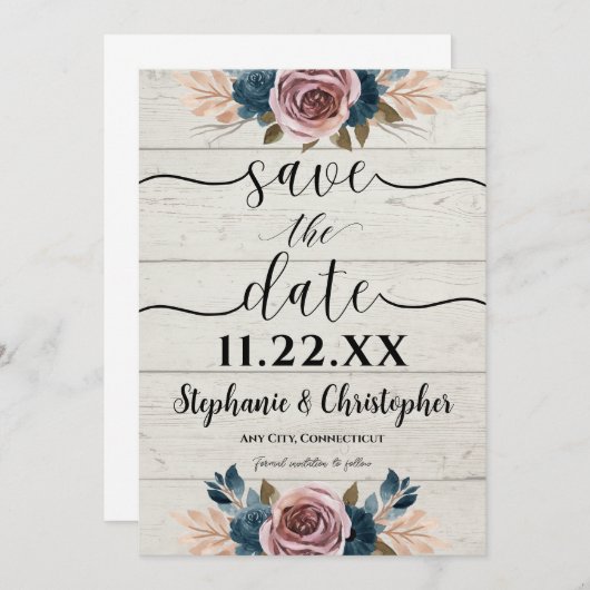 Rustikales Bauernhaus Holz Wasserfarbe Save the Da Einladung (Vorne/Hinten)