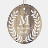 Rustikales Bauernhaus Holz Weiße Laurels Familienn Keramikornament (Links)