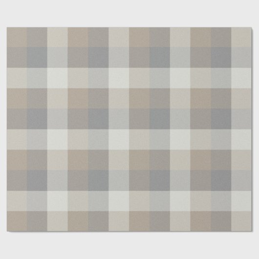 Rustikales Bauernhaus Kariert Tan Gray Ivory Geschenkpapier (Flach)