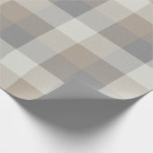 Rustikales Bauernhaus Kariert Tan Gray Ivory Geschenkpapier (Ecke)