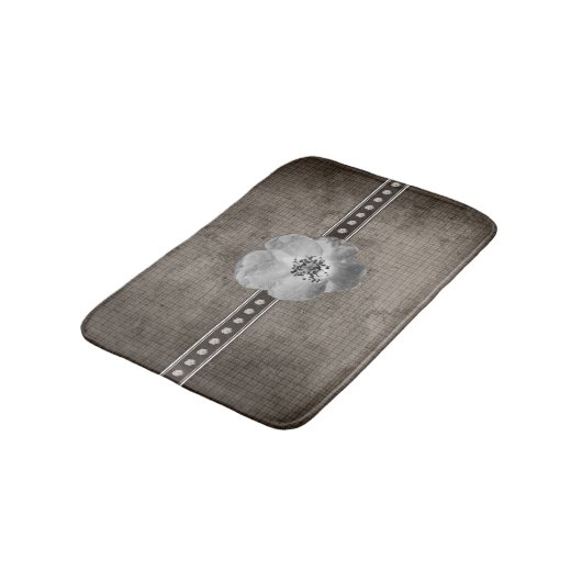 Rustikales Bauernhaus-karierte Blume Badematte (Schrägansicht)