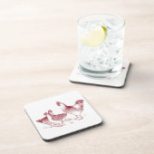 Rustikales Bauernhaus Küche Rote Rooster Hens Getränkeuntersetzer (Rechte Seite)