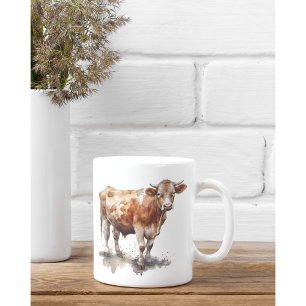 Rustikales Bauernhaus-Kuh-Porträt Kaffeetasse