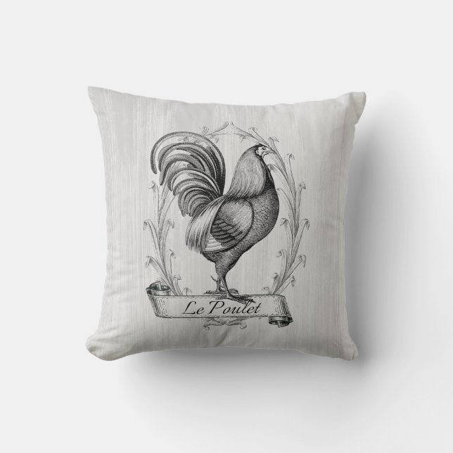 Rustikales Bauernhaus Land Französisch Hand gezoge Kissen (Vorderseite)