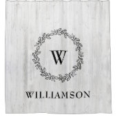 Rustikales Bauernhaus Laurel Wreath Mit Monogramm Duschvorhang (Vorderseite)