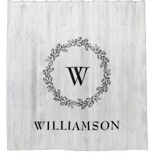 Rustikales Bauernhaus Laurel Wreath Mit Monogramm Duschvorhang