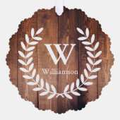 Rustikales Bauernhaus Laurels & Barnholz Print Fot Ornament Karte (Vorderseite)