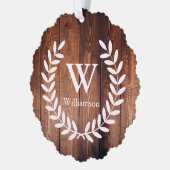 Rustikales Bauernhaus Laurels & Barnholz Print Fot Ornament Karte (Links)