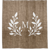 Rustikales Bauernhaus Laurels Burlap Mit Monogramm Duschvorhang (Vorderseite)
