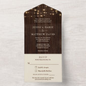 Rustikales Bauernhaus-Lichter Hochzeit All In One Einladung (Innen Boden)