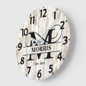 Rustikales Bauernhaus M Monogram Große Wanduhr (Winkel)