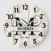 Rustikales Bauernhaus M Monogram Große Wanduhr (Vorderseite)