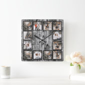 Rustikales Bauernhaus, maßgeschneiderte FotoCollag Quadratische Wanduhr (Zuhause)