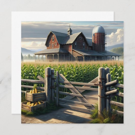 Rustikales Bauernhaus mit Cornfield Ai Art Einladung (Vorne/Hinten)